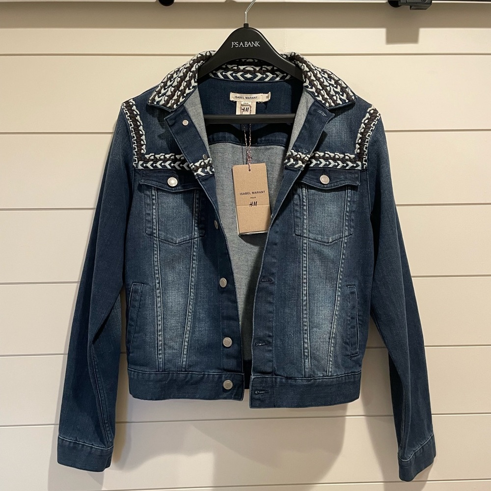 🆕 NWT Isabel Marant Pour H&M Embroidered Demim Jacket Size +14 Youth